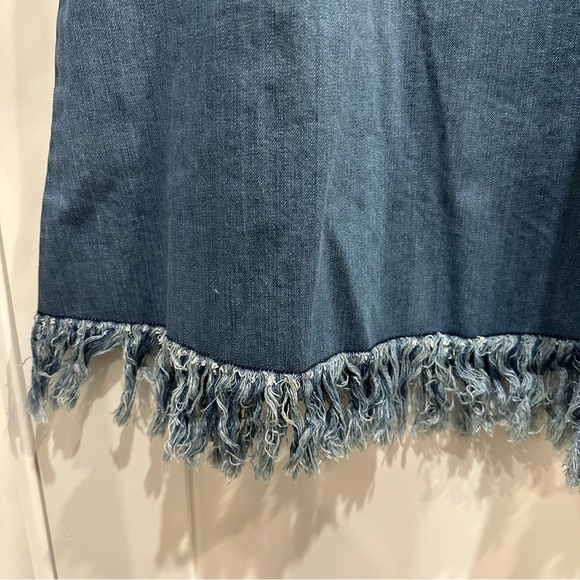 Vale Denim Maxi Skirt with Fringe Hem Size US 4 - Picture 4 of 6
